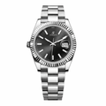 Classic Date 41 – Graphite Dial | Stainless Steel Bracelet & Fluted Bezel