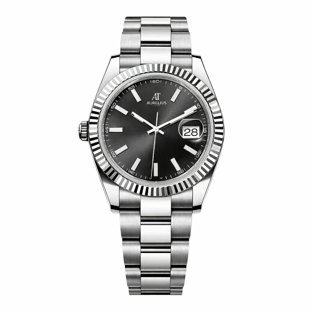 Classic Date 41 – Graphite Dial | Stainless Steel Bracelet & Fluted Bezel
